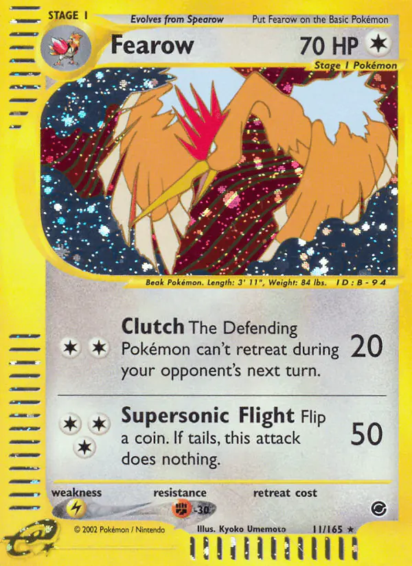 Carta Fearow 11/165 de Expedition Base Set
