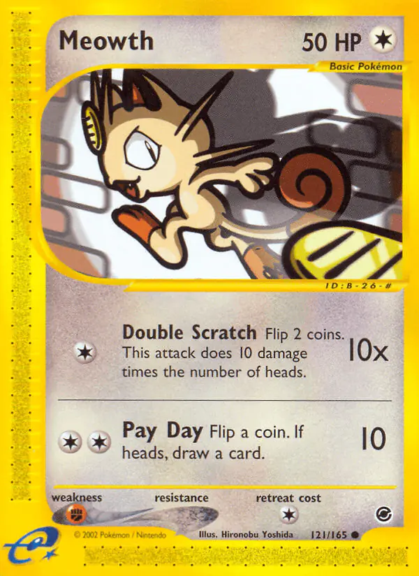 Carta Meowth 121/165 de Expedition Base Set