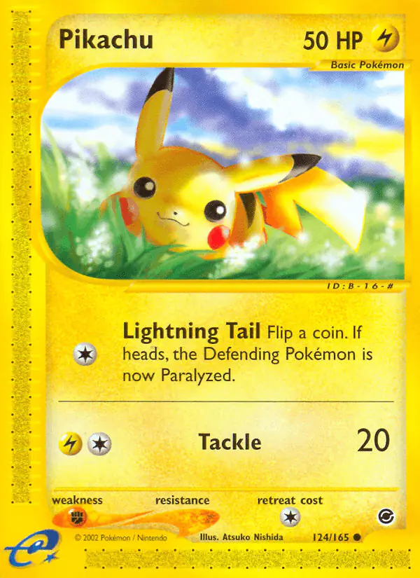 Carta Pikachu 124/165 de Expedition Base Set