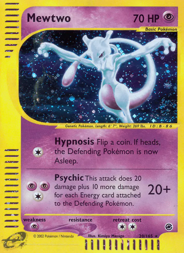 Carta Mewtwo 20/165 de Expedition Base Set