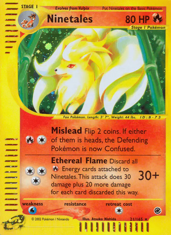 Carta Ninetales 21/165 de Expedition Base Set