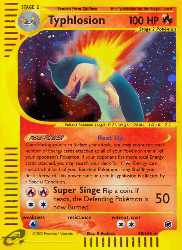 Carta Typhlosion 28/165 de Expedition Base Set