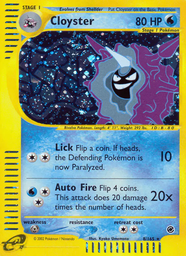 Carta Cloyster 8/165 de Expedition Base Set