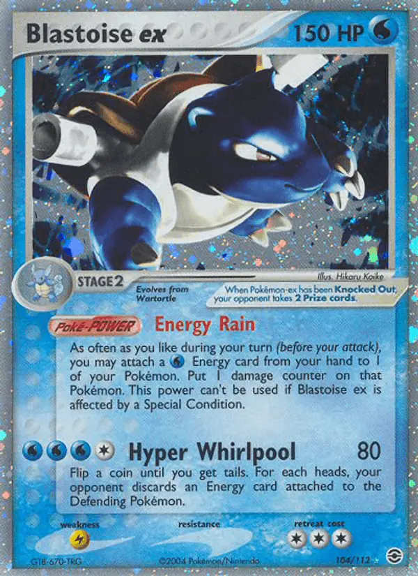Carta Blastoise ex 104/112 de FireRed & LeafGreen