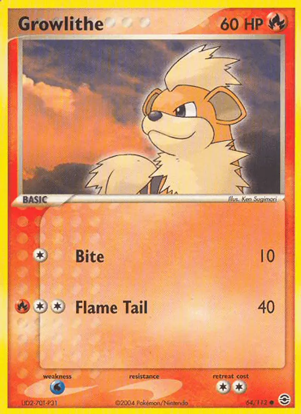 Carta Growlithe 64/112 de FireRed & LeafGreen
