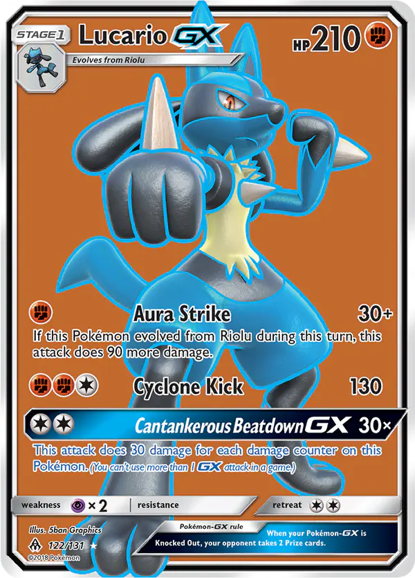 Carta Lucario GX 122/131 de Forbidden Light