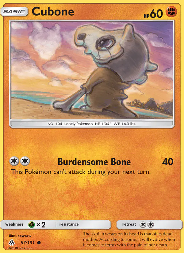 Carta Cubone 57/131 de Forbidden Light