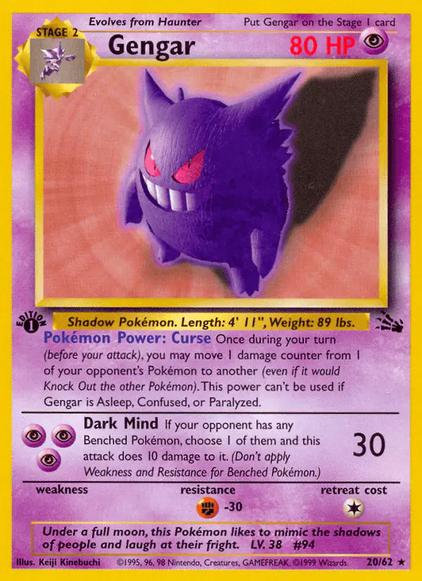 Carta Gengar 20/62 de Fossil