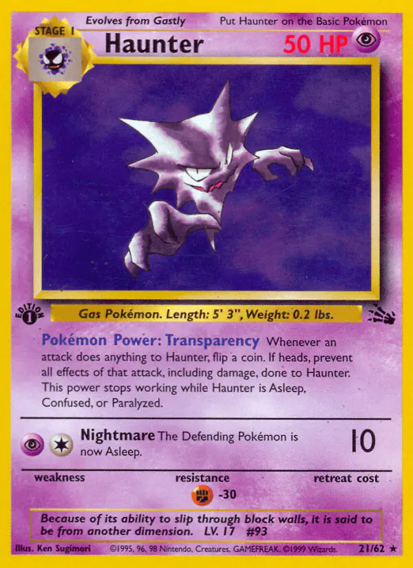 Carta Haunter 21/62 de Fossil