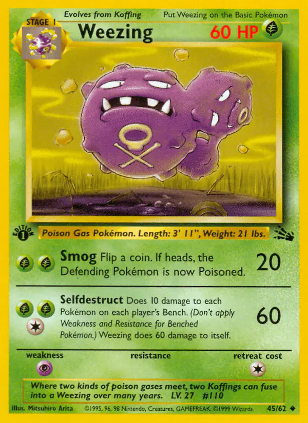 Carta Weezing 45/62 de Fossil