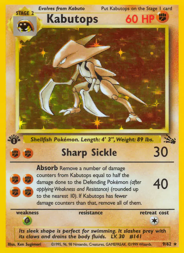 Carta Kabutops 9/62 de Fossil