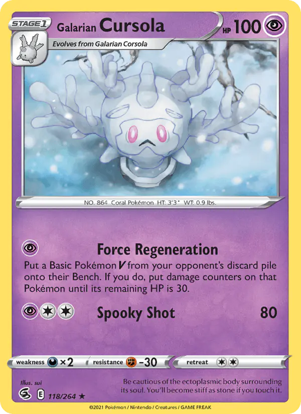 Carta Galarian Cursola 118/264 de Fusion Strike