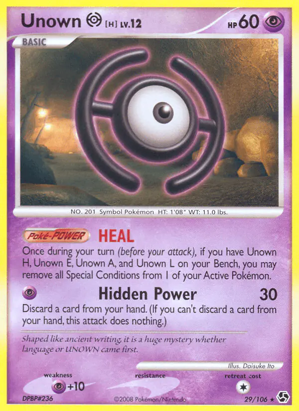 Carta Unown H 29/106 de Great Encounters