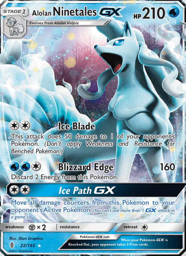 Carta Alolan Ninetales GX 22/145 de Guardians Rising