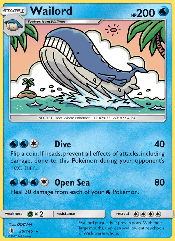 Carta Wailord 30/145 de Guardians Rising