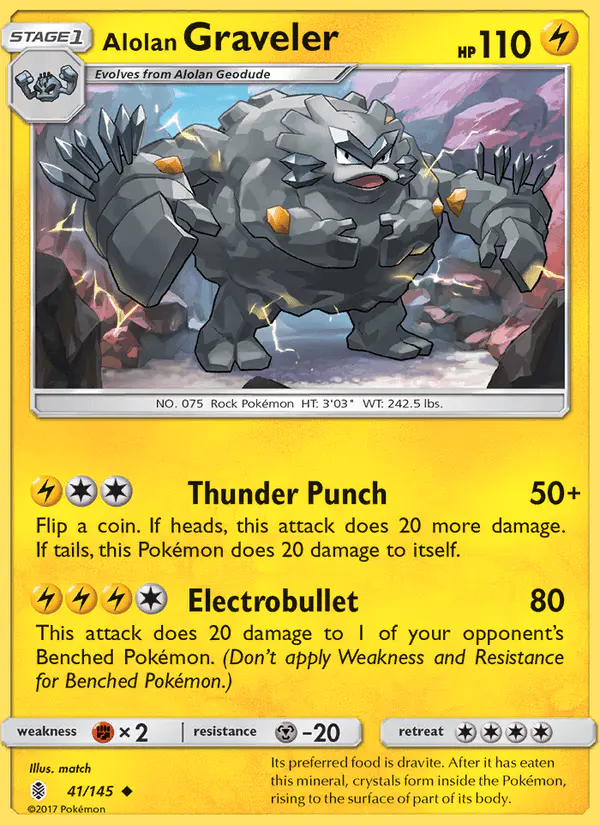 Carta Alolan Graveler 41/145 de Guardians Rising