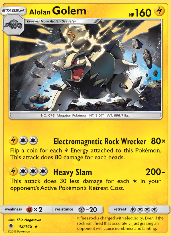 Carta Alolan Golem 42/145 de Guardians Rising