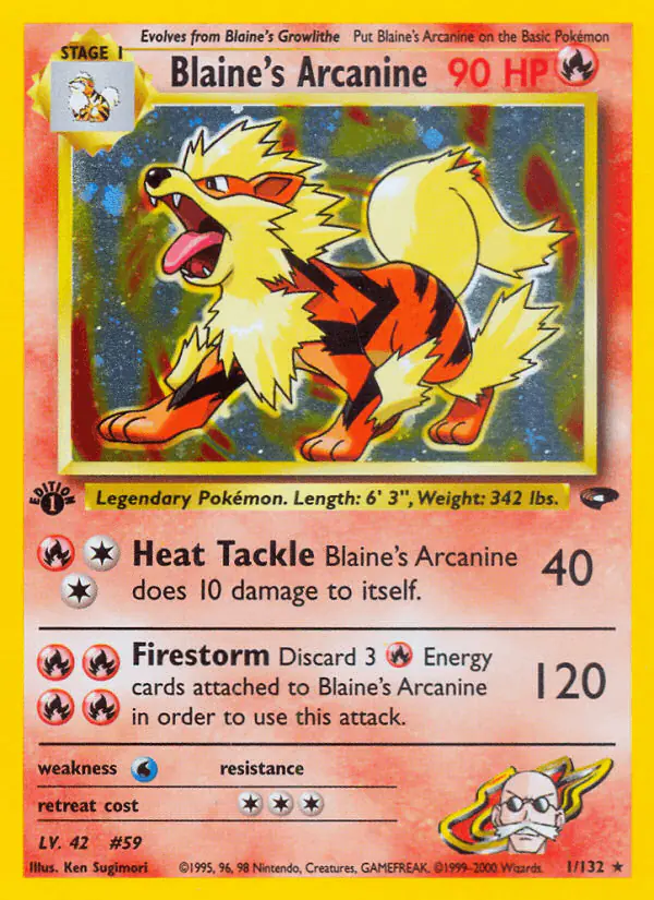 Carta Blaine's Arcanine 1/132 de Gym Challenge