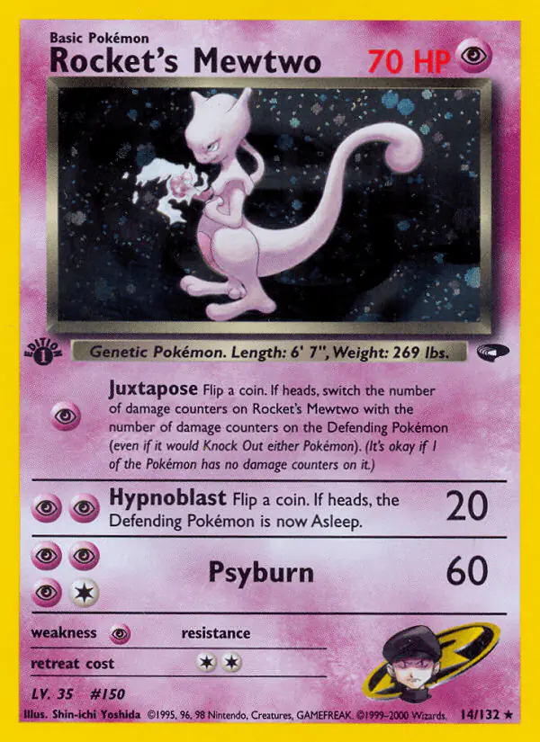 Carta Rocket's Mewtwo 14/132 de Gym Challenge