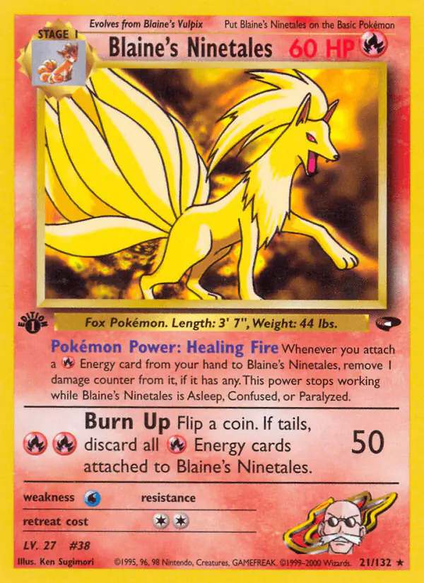 Carta Blaine's Ninetales 21/132 de Gym Challenge