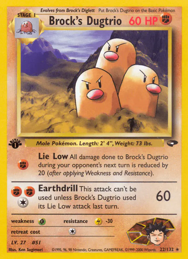 Carta Brock's Dugtrio 22/132 de Gym Challenge