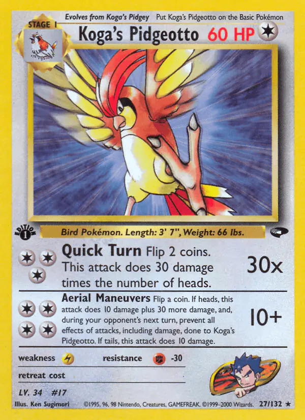 Carta Koga's Pidgeotto 27/132 de Gym Challenge