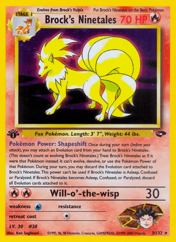 Carta Brock's Ninetales 3/132 de Gym Challenge