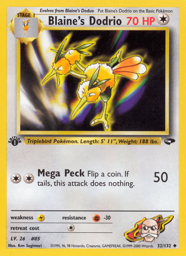 Carta Blaine's Dodrio 32/132 de Gym Challenge