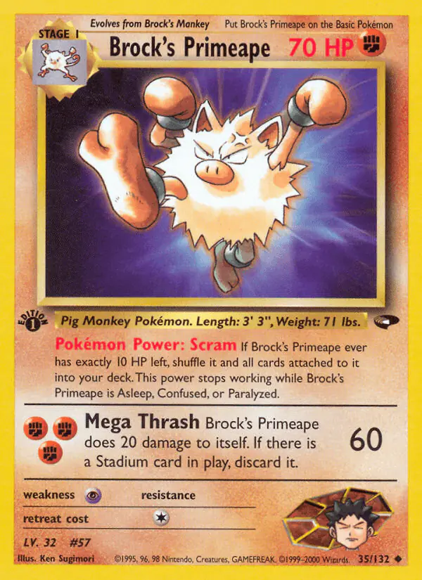 Carta Brock's Primeape 35/132 de Gym Challenge