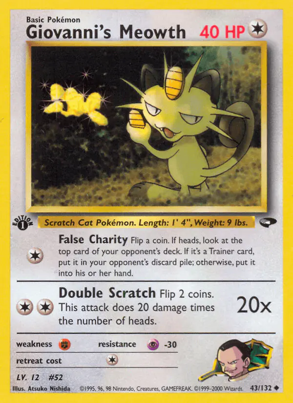 Carta Giovanni's Meowth 43/132 de Gym Challenge