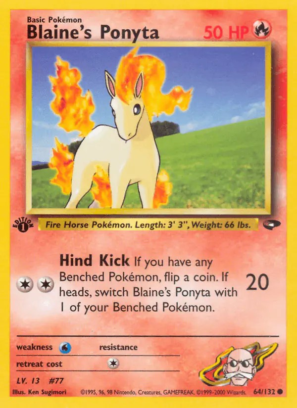 Carta Blaine's Ponyta 64/132 de Gym Challenge