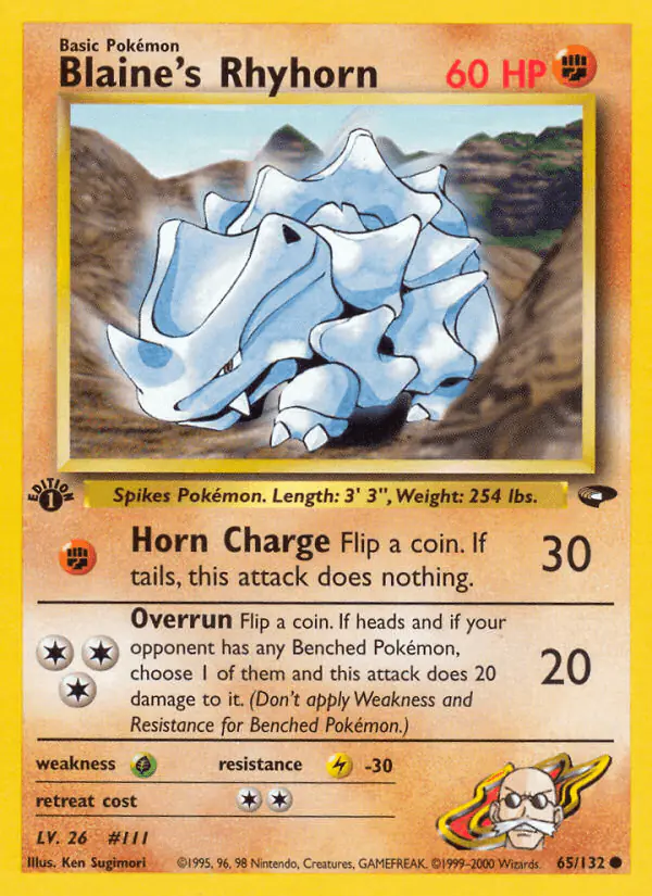 Carta Blaine's Rhyhorn 65/132 de Gym Challenge