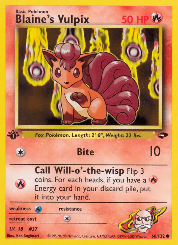 Carta Blaine's Vulpix 66/132 de Gym Challenge