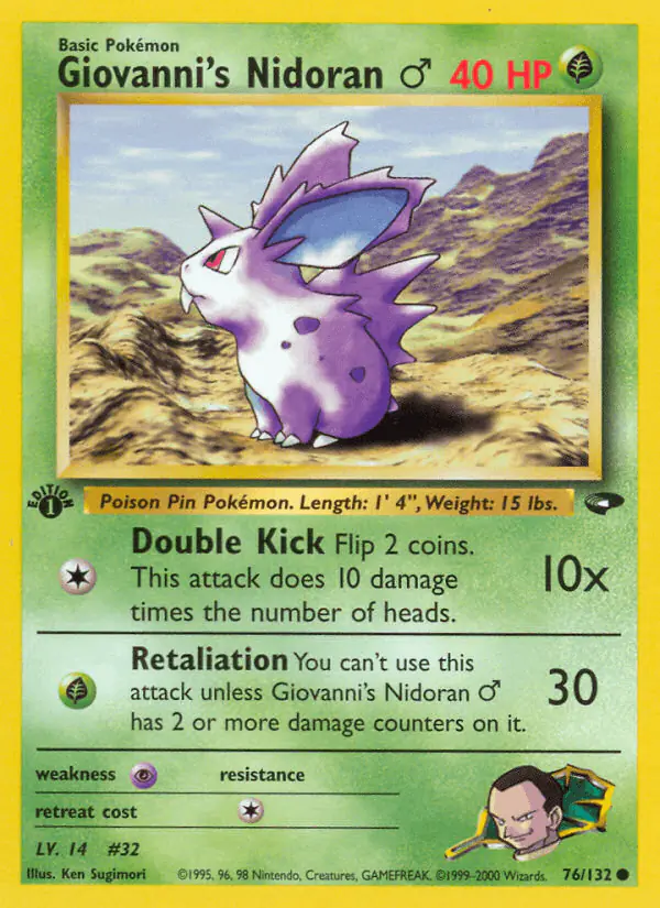 Carta Giovanni's Nidoran ♂ 76/132 de Gym Challenge