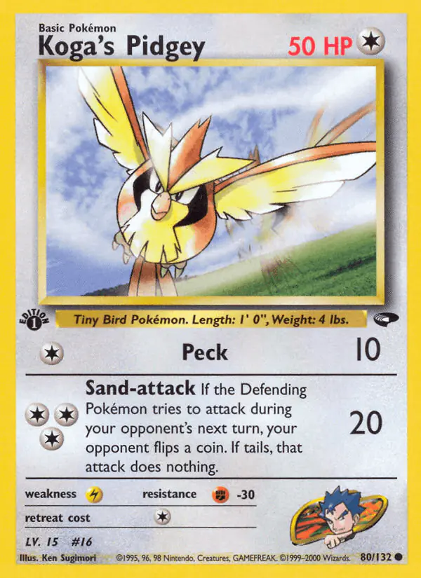 Carta Koga's Pidgey 80/132 de Gym Challenge