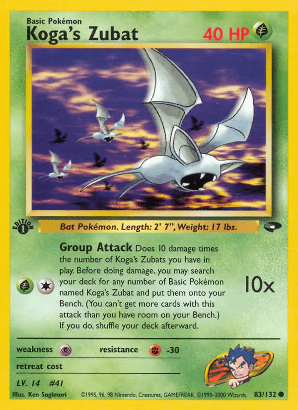 Carta Koga's Zubat 83/132 de Gym Challenge