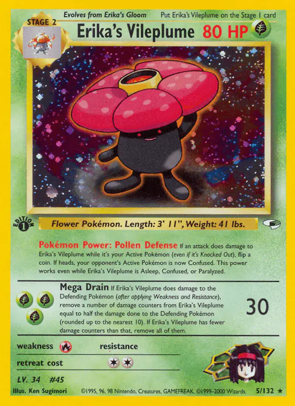 Carta Erika's Vileplume 5/132 de Gym Heroes