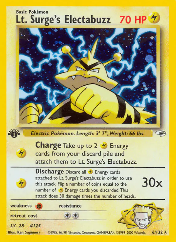 Carta Lt. Surge's Electabuzz 6/132 de Gym Heroes