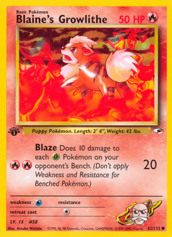 Carta Blaine's Growlithe 62/132 de Gym Heroes