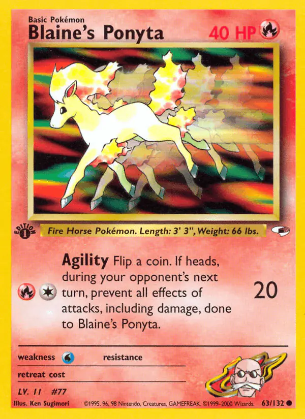 Carta Blaine's Ponyta 63/132 de Gym Heroes