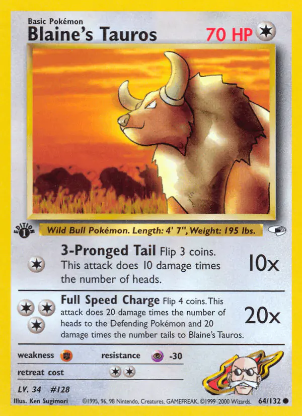 Carta Blaine's Tauros 64/132 de Gym Heroes