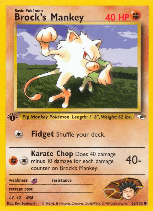 Carta Brock's Mankey 68/132 de Gym Heroes