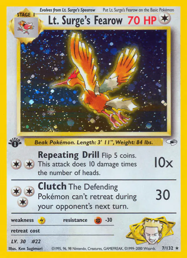 Carta Lt. Surge's Fearow 7/132 de Gym Heroes
