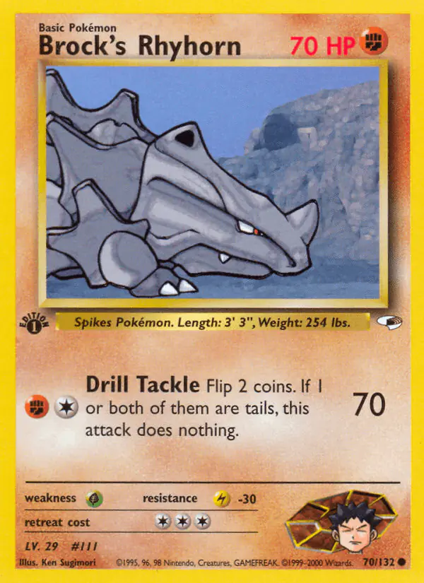 Carta Brock's Rhyhorn 70/132 de Gym Heroes