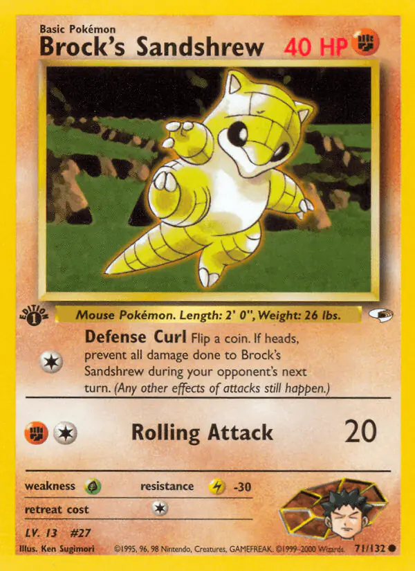 Carta Brock's Sandshrew 71/132 de Gym Heroes