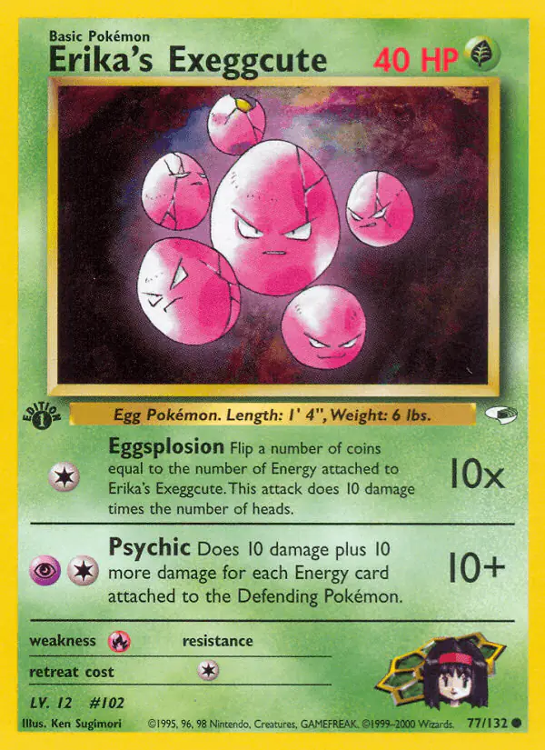 Carta Erika's Exeggcute 77/132 de Gym Heroes