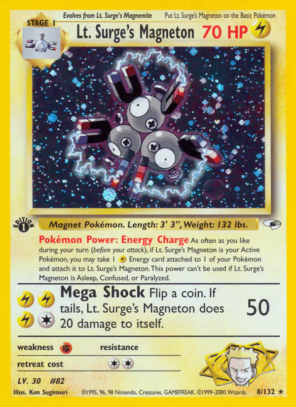 Carta Lt. Surge's Magneton 8/132 de Gym Heroes