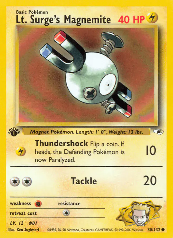 Carta Lt. Surge's Magnemite 80/132 de Gym Heroes