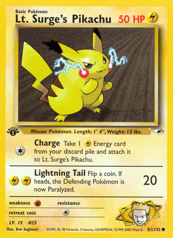 Carta Lt. Surge's Pikachu 81/132 de Gym Heroes