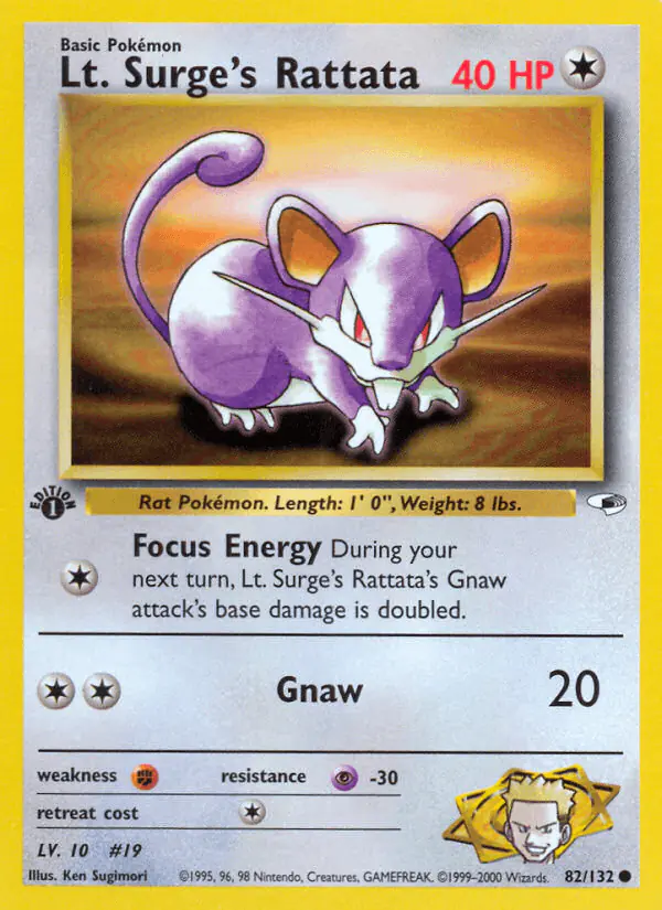 Carta Lt. Surge's Rattata 82/132 de Gym Heroes